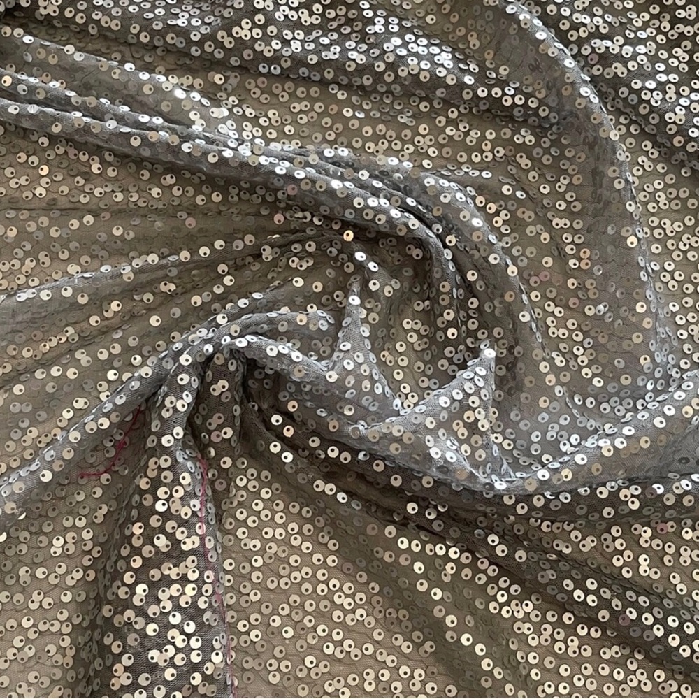 Grey Silver Fancies Sequins Fabric Assorted Fabric
